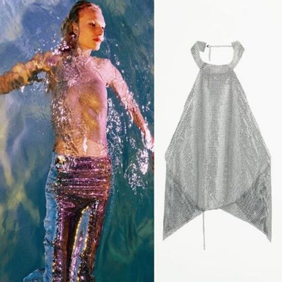 ZARA HALTER JEWELED TOP - Picture 7 of 13